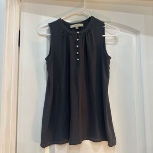 Loft Petite XS grey sleeveless blouse with pearl buttons
